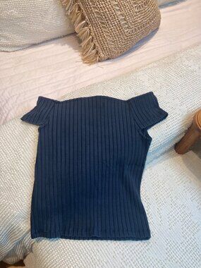 Banana Republic Chantel Off-Shoulder Crop Top Size XS Color Navy